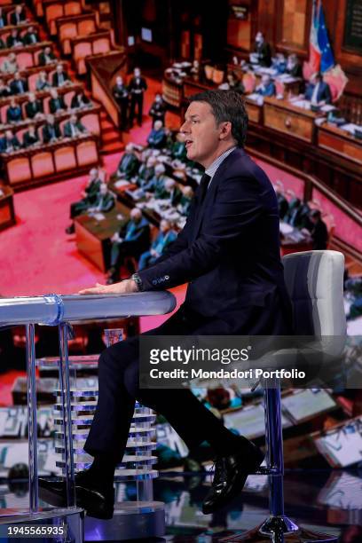 Italian senator Matteo Renzi guest of the television program Porta a Porta. Rome , January 17th, 2024