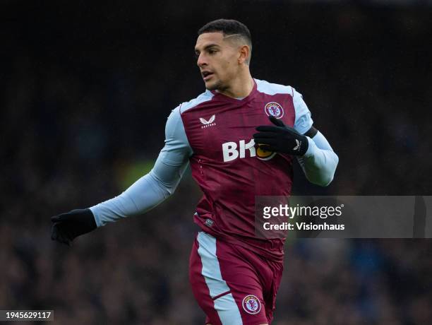 Diego Carlos of Aston Villa in action during the Premier League match between Everton FC and Aston Villa at Goodison Park on January 14, 2024 in...