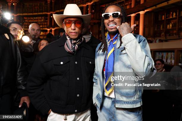 Pharrell Williams and Quavo attend the Kenzo Menswear Fall/Winter 2024-2025 show as part of Paris Fashion Week on January 19, 2024 in Paris, France.