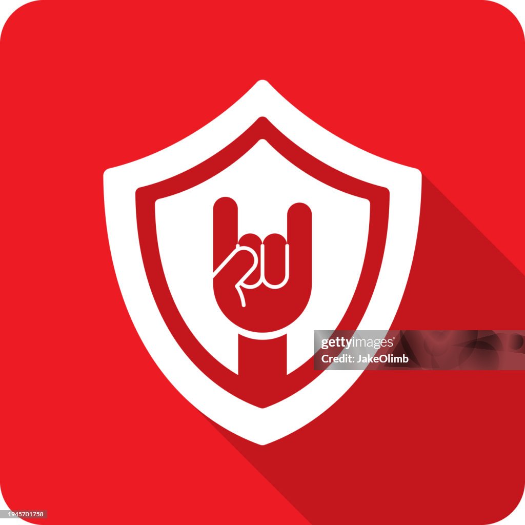 Shield Rock n Roll Hand Icon Silhouette
