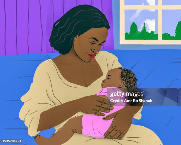 an african american mother embracing her baby - lullaby stock pictures, royalty-free photos & images