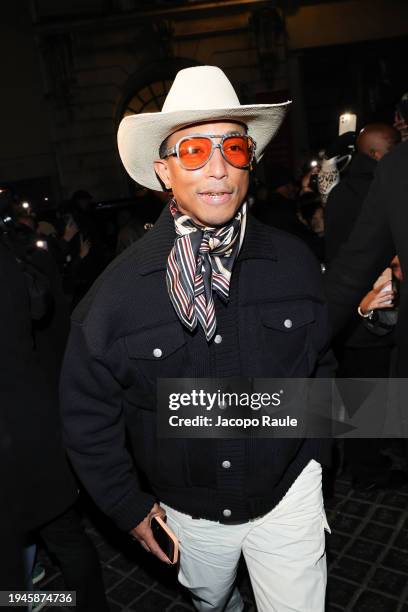 Pharrell Williams attends the Kenzo Menswear Fall/Winter 2024-2025 show as part of Paris Fashion Week on January 19, 2024 in Paris, France.