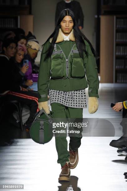Model walks the runway during the Kenzo Menswear Fall/Winter 2024-2025 show as part of Paris Fashion Week on January 19, 2024 in Paris, France.