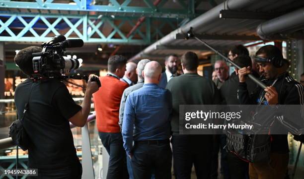 Dublin , Ireland - 22 January 2024; A Netflix crew film during the Guinness Six Nations Rugby Championship Launch 2024 at the Guinness Storehouse in...