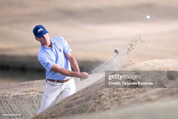 Kevin Streelman of the United States plays a shot from a bunker on the 15th hole during the second round of The American Express at Nicklaus...