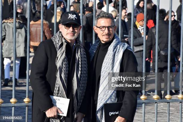 Alessandro Maria Ferreri and Marco Bonaldo attend the Dior Homme Menswear Fall/Winter 2024-2025 show as part of Paris Fashion Week on January 19,...