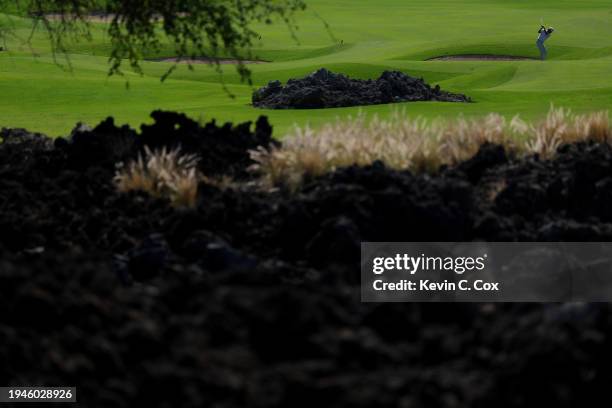 Stephen Ames of Canada plays a shot on the second hole during the second round of the Mitsubishi Electric Championship at Hualalai Golf Club on...