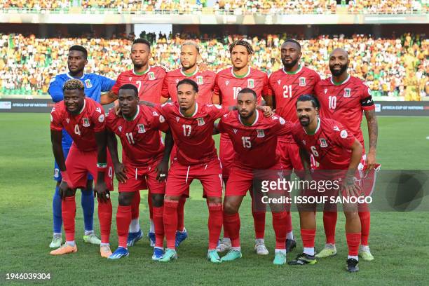 Equatorial Guinea players pose for a team photo ahead of the Africa Cup of Nations 2024 group A football match between Equatorial Guinea and Ivory...