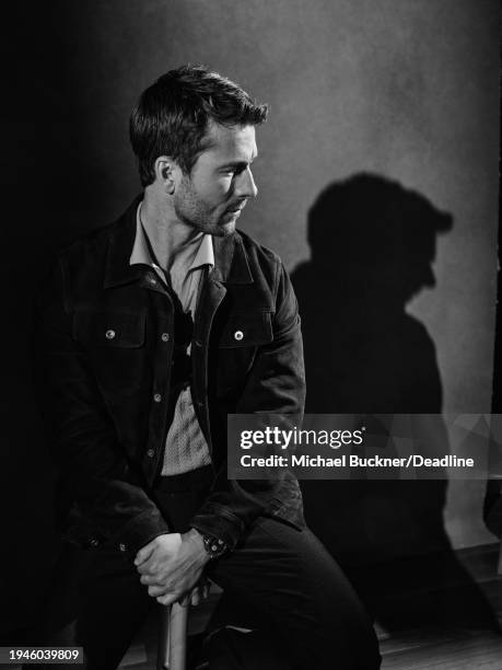 Glen Powell is photographed for Deadline at the Deadline Studio during the 2024 Sundance Film Festival on January 21, 2024 in Park City, Utah.