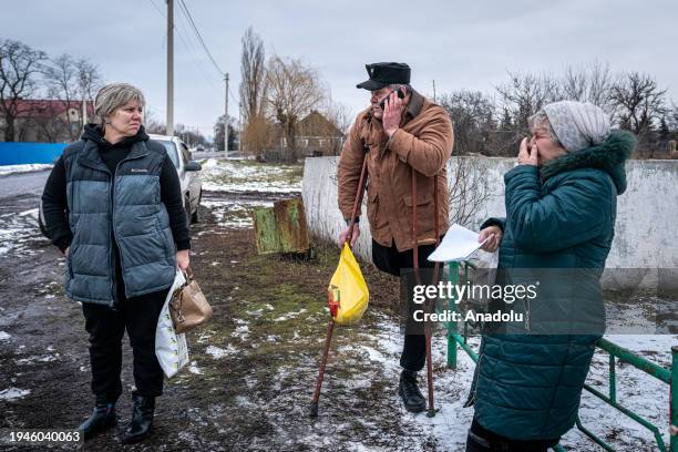 Ukrainian patients wait their turn to have a consultation with the doctors of the NGO Base UA in Myroliubivka, Ukraine on January 21, 2024. Due to...