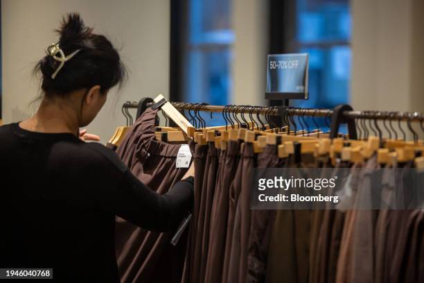 Shopper inside an Aritzia store in the Soho neighborhood of New York, US, on Monday, Jan. 22, 2024. US consumers rang in the new year with a good...