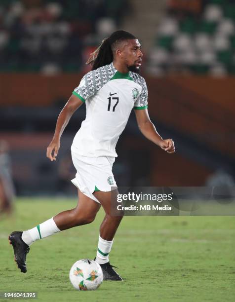 Alex Iwobi of Nigeria in possession during the TotalEnergies CAF Africa Cup of Nations group stage match between Guinea-Bissau and Nigeria at Stade...