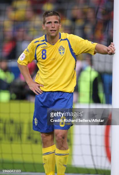 June 14: Anders Svensson of Sweden in action during the UEFA Euro 2008 Group D match between Sweden and Spain at Tivoli Nue on June 14, 2008 in...