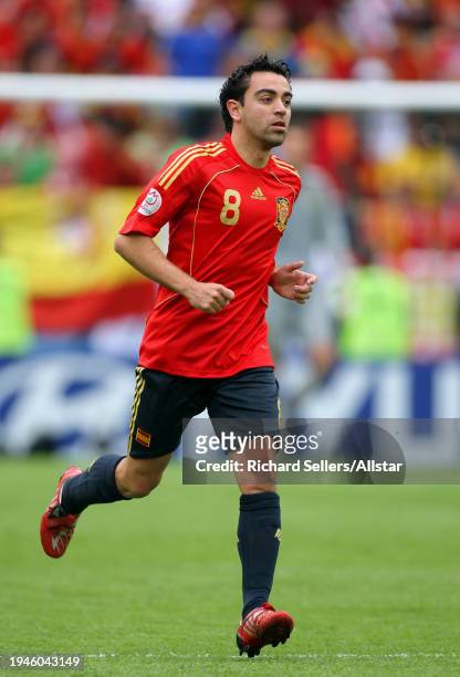 June 14: Xavi Hernandez of Spain running during the UEFA Euro 2008 Group D match between Sweden and Spain at Tivoli Nue on June 14, 2008 in...
