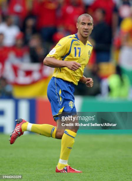 June 14: Henrik Larsson of Sweden running during the UEFA Euro 2008 Group D match between Sweden and Spain at Tivoli Nue on June 14, 2008 in...