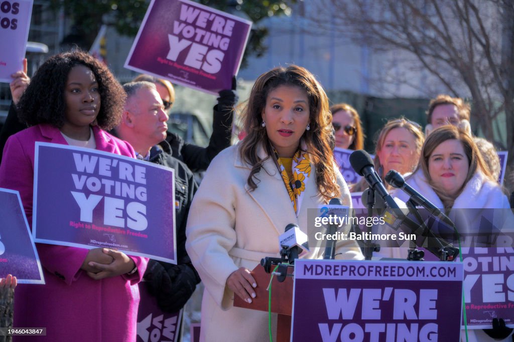 Dawn's Rali Dawn Moore, Maryland's first lady, speaks during a rally launching ...