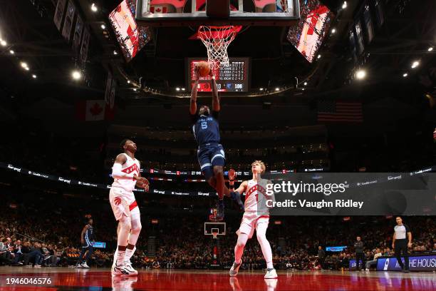 Vince Williams Jr. #5 of the Memphis Grizzlies drives to the basket during the game against the Toronto Raptors on January 22, 2024 at the Scotiabank...