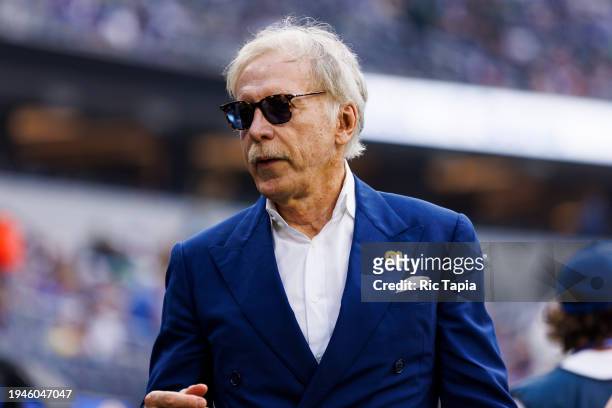 Stan Kroenke of the Los Angeles Rams on the sideline during a game against the Philadelphia Eagles at SoFi Stadium on October 8, 2023 in Inglewood,...