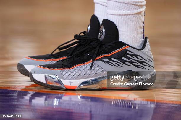 The sneakers worn by Bradley Beal of the Phoenix Suns during the game against the Chicago Bulls on January 22, 2024 at Footprint Center in Phoenix,...