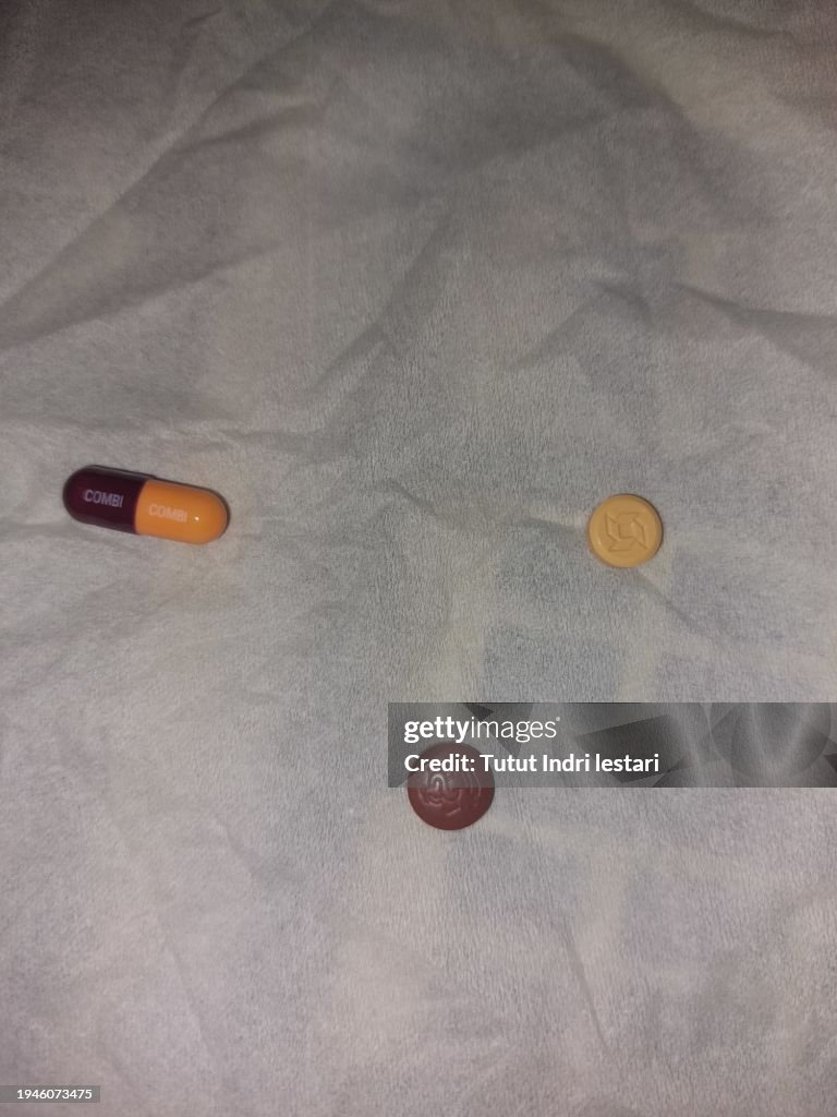 Various forms of medicine on tissue