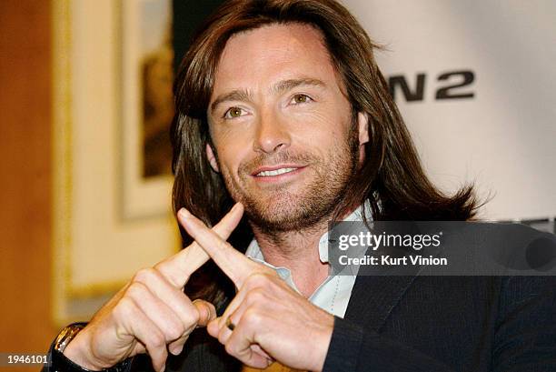 Actor Hugh Jackman who stars in the new 'X-Men 2' film poses for photographers at a photo call April 23, 2003 in Berlin, Germany.