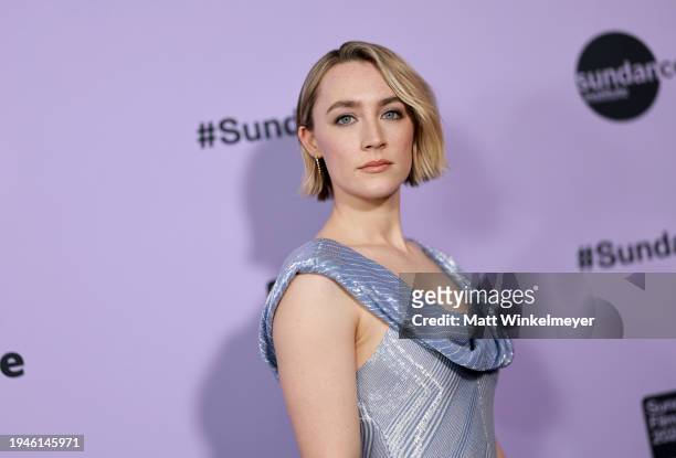 Saoirse Ronan attends "The Outrun" Premiere during the 2024 Sundance Film Festival at Library Center Theatre on January 19, 2024 in Park City, Utah.