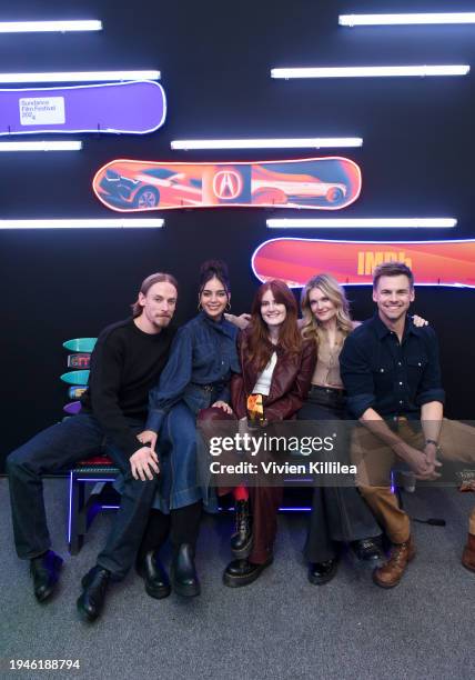 Edmund Donovan, Melissa Barrera, Kayla Foster, Meghann Fahy, and Tommy Dewey attend the Acura House of Energy at the 2024 Sundance Film Festival on...