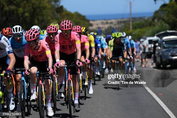 Archie Ryan of Ireland and Team EF Education - Easypost competes during the 24th Santos Tour Down Under 2024, Stage 5 a 129.3km stage from Christies...