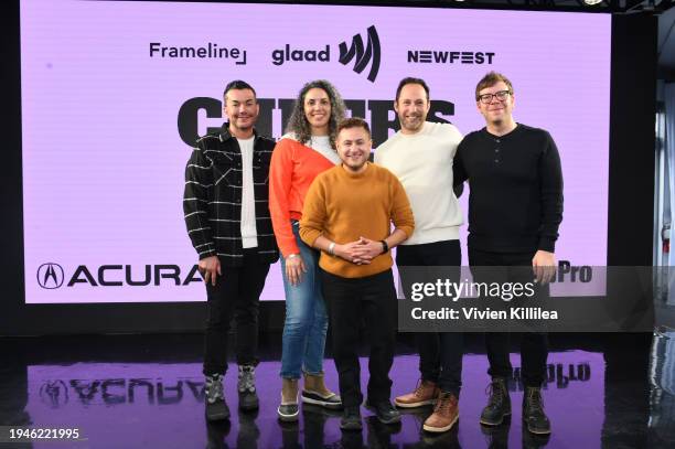 Anthony Allen Ramos, Allegra Madsen, Alex Schmider, David Hatkoff, and Nick McCarthy attend Cheers, Queers presented by GLAAD, Frameline, and NewFest...