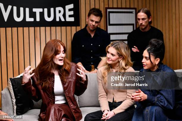 Kayla Foster, Tommy Dewey, Meghann Fahey, Edmund Donovan and Melissa Barrera attend The Vulture Spot at Sundance Film Festival - Day 1 at The Vulture...