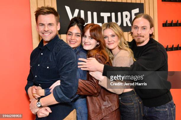 Tommy Dewey, Melissa Barrera, Kayla Foster, Meghann Fahey and Edmund Donovan attend The Vulture Spot at Sundance Film Festival - Day 1 at The Vulture...