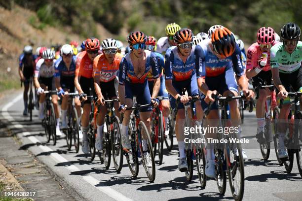 Simon Yates of United Kingdom and Chris Harper of Australia and Team Jayco AlUla compete during the 24th Santos Tour Down Under 2024, Stage 5 a...
