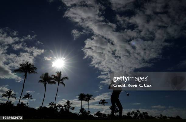 Vijay Singh of Fiji tees off the 16th hole during the second round of the Mitsubishi Electric Championship at Hualalai Golf Club on January 19, 2024...