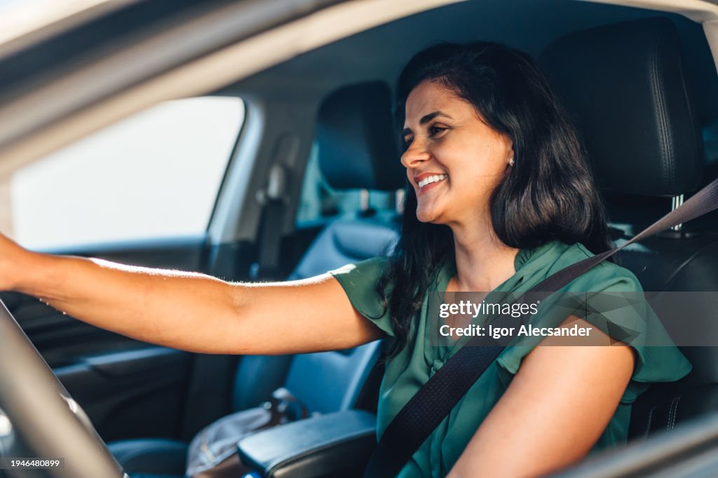 Woman driver smiling