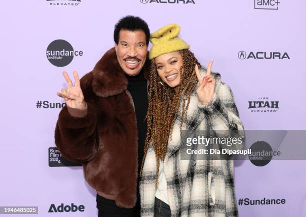 Lionel Richie and Andra Day attend the "The Greatest Night In Pop" Special Screening during the 2024 Sundance Film Festival at Eccles Center Theatre...