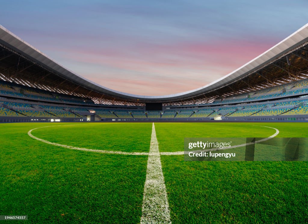 Soccer field at sunset