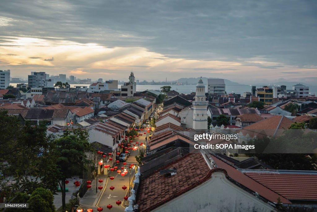 An early morning view of George Town City on Penang Island...