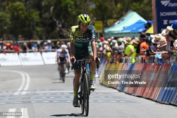 Ben Zwiehoff of Germany and Team BORA - Hansgrohe crosses the finish line during the 24th Santos Tour Down Under 2024, Stage 5 a 129.3km stage from...