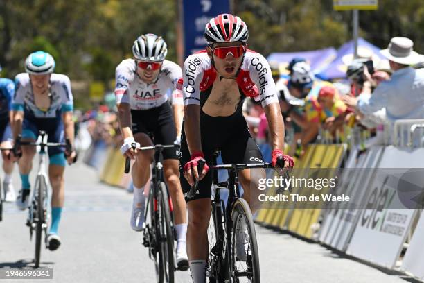 Axel Mariault of France and Team Cofidis crosses the finish line during the 24th Santos Tour Down Under 2024, Stage 5 a 129.3km stage from Christies...