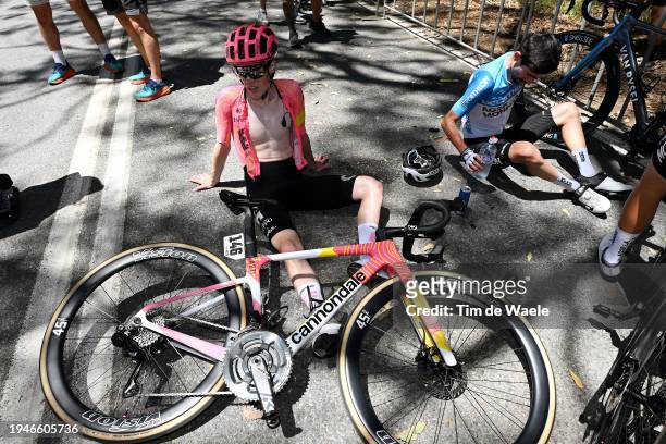 Archie Ryan of Ireland and Team EF Education - Easypost reacts after the 24th Santos Tour Down Under 2024, Stage 5 a 129.3km stage from Christies...