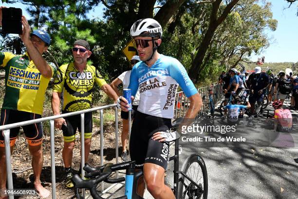 Bastien Tronchon of France and Decathlon AG2R La Mondiale Team reacts after the 24th Santos Tour Down Under 2024, Stage 5 a 129.3km stage from...