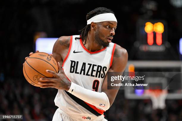 Jerami Grant of the Portland Trail Blazers in action during the third quarter of the game against the Indiana Pacers at the Moda Center on January...