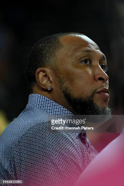 Former Phoenix Suns player Shawn Marion looks on during the round 16 NBL match between New Zealand Breakers and South East Melbourne Phoenix at Spark...