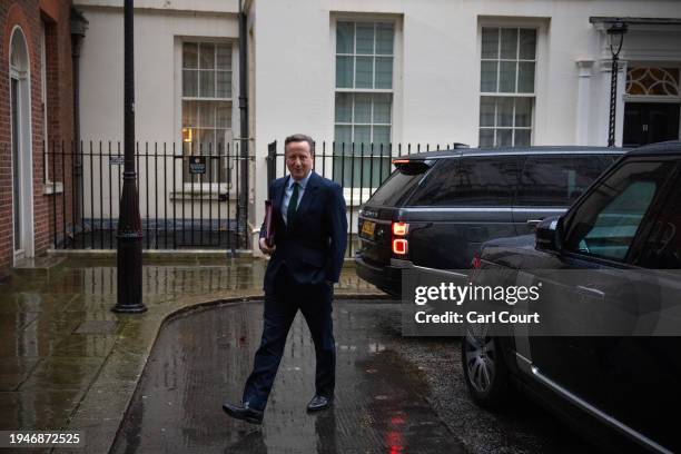 Lord David Cameron of Chipping Norton, Secretary of State for Foreign, Commonwealth and Development Affairs, leaves after attending the weekly...
