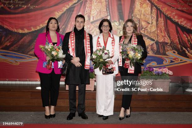 Marie Chevallier, Louis Ducruet, Princess Stephanie of Monaco and Camille Gottlieb attend the 46th International Circus Festival on January 19, 2024...