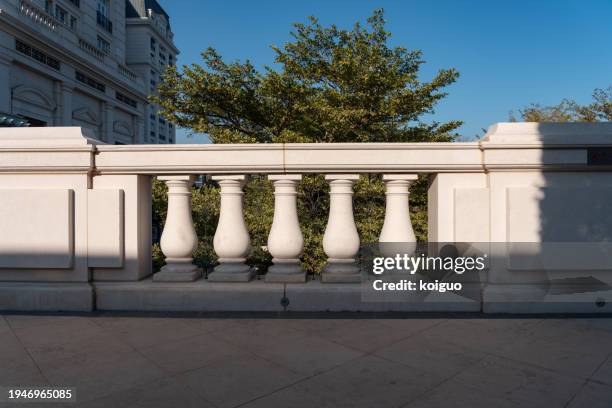 stone guardrail with light and shadow effects - balustrade stock pictures, royalty-free photos & images