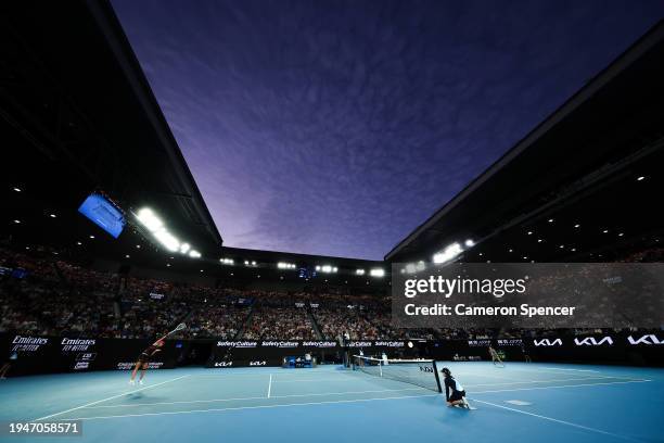 General view of Rod Laver Arena in the round three singles match between Iga Swiatek of Poland and Linda Noskova of the Czech Republic during the...