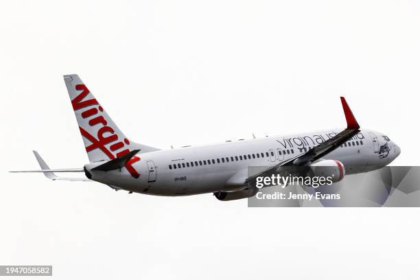 Virgin Australia plane takes off from Sydney Airport on January 20, 2024 in Sydney, Australia. Transport Minister Catherine King signed off on a deal...