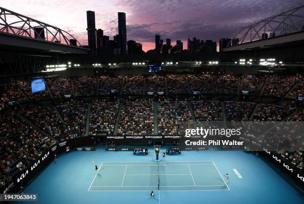 General view of Rod Laver Arena in the round three singles match between Iga Swiatek of Poland and Linda Noskova of the Czech Republic during the...