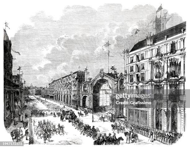Parade In Paris Hotel De Ville 1856 High-Res Vector Graphic